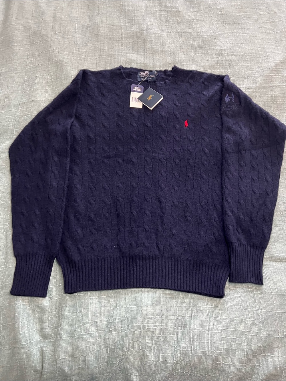 Polo by Ralph Lauren Navy Cable-Knit Crewneck with Red Pony NWT